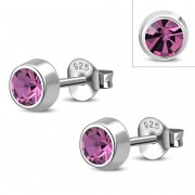 Pink Cubic Zirconia Silver Stud Earrings, e426st